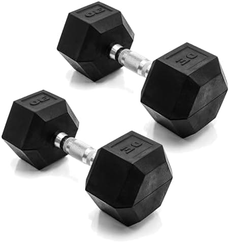 CAP Rubber Coated Dumbbell Weights, Free Weights for Home Gym…