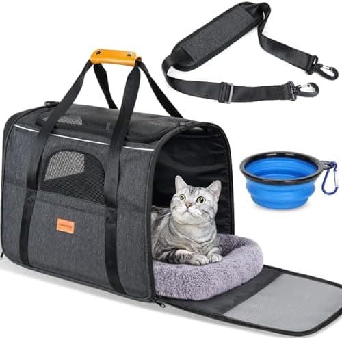 Morpilot Cat Carrier - Cat Carrier Soft for Medium or Large Cats up to 20lbs, with Dual-Sided Cushion, Secure Buckle and Foldable…