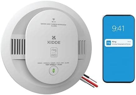 Kidde Smart Smoke and Carbon Monoxide Detector, Ring App Enabled for Real-Time Notifications, Hardwired Alarm, AA Backup Battery