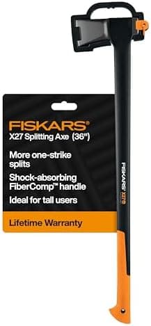 Fiskars X27 Super Splitting Axe, 36" Wood Splitting Axe for Medium to Large Size Logs with Shock-Absorbing Handle, Split…