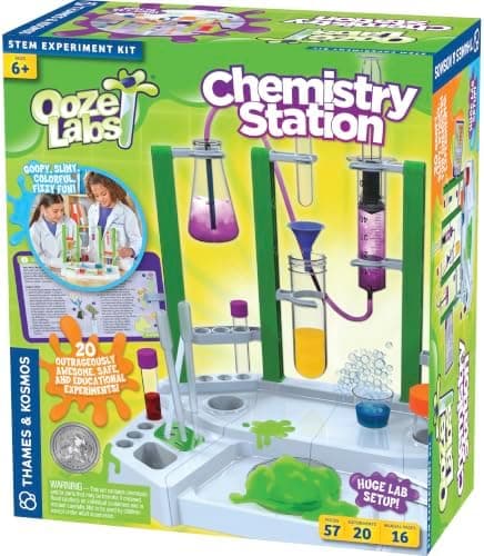Thames & Kosmos Ooze Labs Chemistry Station Science Experiment Kit, 20 Non-Hazardous Experiments Including Safe Slime…