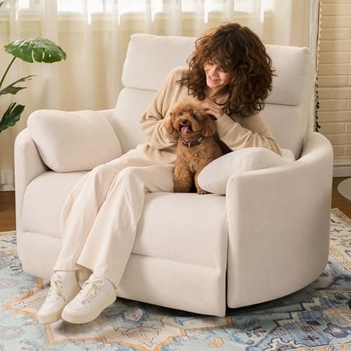 FLEXISPOT Mochi Oversized 54" Power Recliner Chair for Big and Tall Adults, Chenille Fabric Electric Recliner with USB & Type-C…