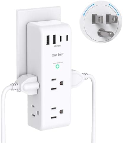 Surge Protector Outlet Extender - with Rotating Plug, 6 AC Multi Plug Outlet with 4 USB Ports (2 USB C), 1800J Wall Charger…