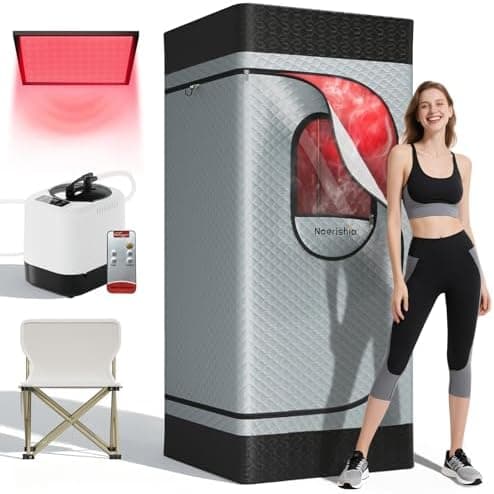 Portable Infrared Sauna Box for Home, Steam Sauna Tent with 660nm & 850nm Red Light Therapy, 3L 1200W Steamer, Oversized Folding…