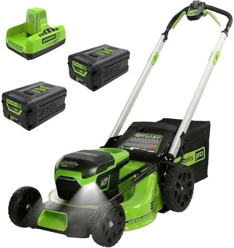 Greenworks 60V 21" Brushless (Self-Propelled) Cordless Lawn Mower, 2 x 4.0Ah Batteries (3/4 Acre, Rapid Charger, 4-in-1, LED…