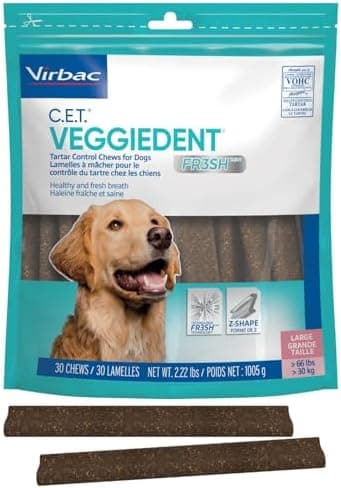 Virbac C.E.T.® VEGGIEDENT® FR3SH® Tartar Control Chews for Dogs with digestive health support, VOHC…