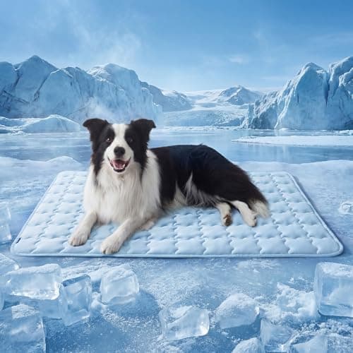 Bedsure Cooling Dog Mat Extra Large, Q-Max>0.5 XL Thin Breathable Cold Crate Pad for Pet, Portable Washable…