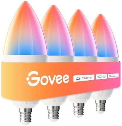 Govee E12 Led Bulb, Smart Light Bulbs for Chandelier/Living Room, Color Changing Candelabra Bulbs Work with…