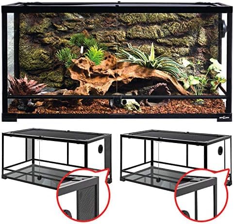 REPTI ZOO 50 Gallon Reptile Glass Tank Terrarium 2 in 1 Side Meshes and Side Glasses Double Hinge…
