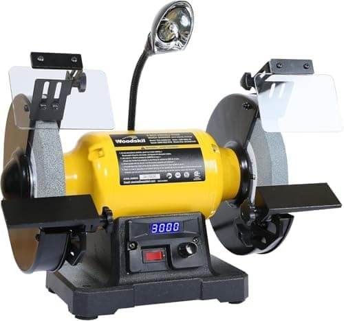 Digital Display 8 Inch Variable Speed Bench Grinder, 3/4HP 5.0 Amp Power Bench Grinder with Work Light, Adjustable Tool Rest and…