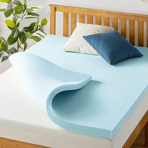 Best Price Mattress 3 Inch Ventilated Memory Foam Mattress Topper, Cooling Gel Infusion, CertiPUR-US Certified, Short Queen, Dorm…