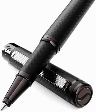Scriveiner All Black Rollerball Pen - Stunning Luxury All Metal Matt Black Pen, Schmidt Ink Refill, Best Roller Ball Gift Set for…