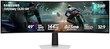 Samsung 49" Odyssey OLED G9 (G91SD) Dual QHD QD-OLED G-Sync Compatible Curved Gaming Monitor, 144Hz, 0.03ms, AMD FreeSync Premium…
