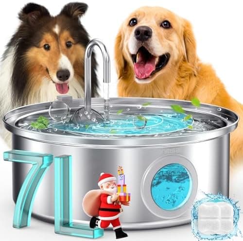 oneisall Dog Water Fountain Stainless Steel for Large/Medium…