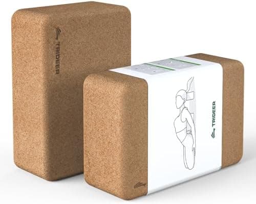 Trideer Cork Yoga Blocks, 2 Pack Yoga Blocks Natural Cork, High Density Yoga Block with Non Slip Surface, Eco-Friendly Yoga…
