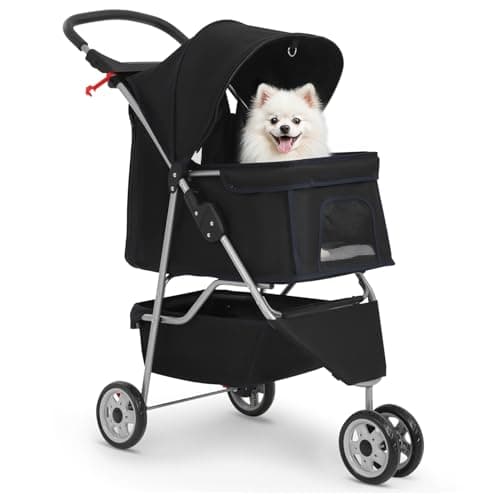 BestPet | 3-Wheel Pet Stroller | Dog and Cat Stroller | Breathable Mesh | Lightweight Travel Carrier | Waterproof & Foldable…
