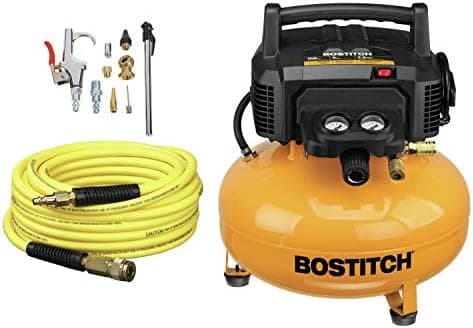 Bostitch 6 Gallon Pancake Air Compressor & 13 Piece Accessory Kit: Air Hose, Blow Gun and Adapter, Blow…