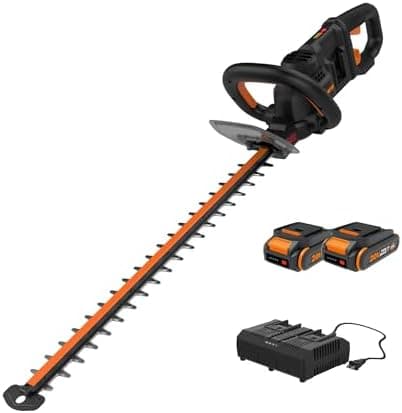 WORX Nitro 24" Cordless Hedge Trimmer, Electric Hedge Trimmer with Dual-Action Blades & 3400 SPM, Brushless Bush Trimmer with…