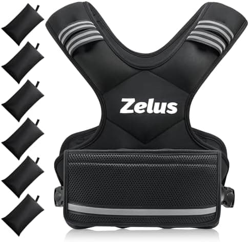 ZELUS Weighted Vest for Men and Women | 4-10lb/11-20lb/20-32lb Vest with 6 Ironsand Weights for Home Workouts | Adjustable Body…