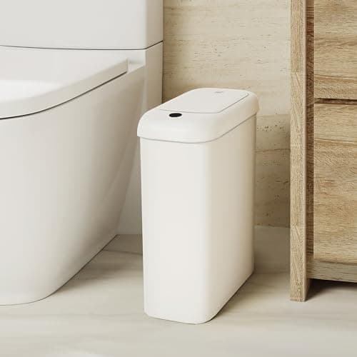 EKO Automatic Bathroom Trash Can with Lid, 2.6 Gallon Slim Touchless Garbage Can, Waterproof Motion Sensor Trash Bin for…