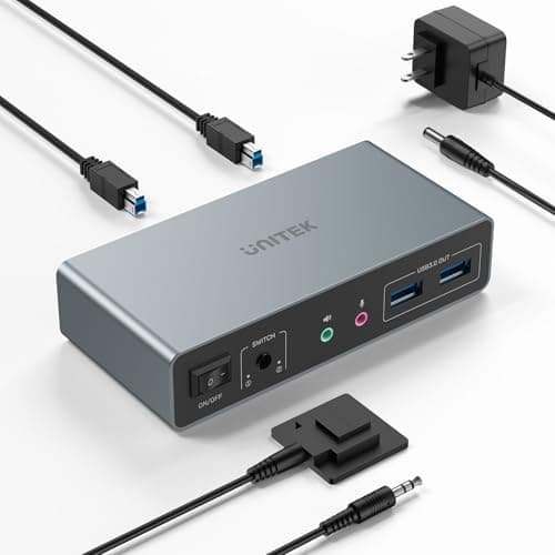 Unitek KVM Switch 2 Monitors 2 Computers 4K@60Hz HDMI+Displayport Dual Monitor KVM Switches 3 USB…