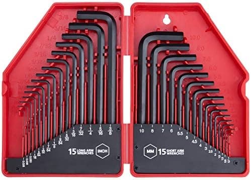 EFFICERE 30-Piece Premium Hex Key Allen Wrench Set, SAE and Metric Assortment, L Shape, Chrome Vanadium Steel, Precise and…