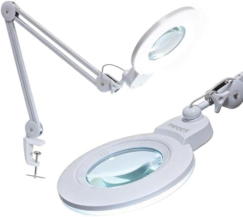 Neatfi XL Bifocal LED Magnifying Lamp, 7” Acrylic Lens, 2.25X/6X Magnification, 1,600 Lumens Dimmable | Hands-Free Close Work |…