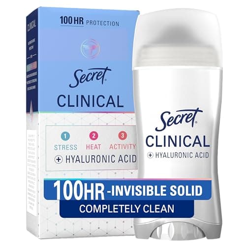Secret Clinical Strength Invisible Solid Antiperspirant Deodorant for Women, 100HR Sweat & Odor Protection, 3X Stress Protection…
