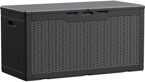 Devoko 100 Gallon Waterproof Large Resin Deck Box Indoor Outdoor Lockable Storage Container for Patio Furniture Cushions Garden…