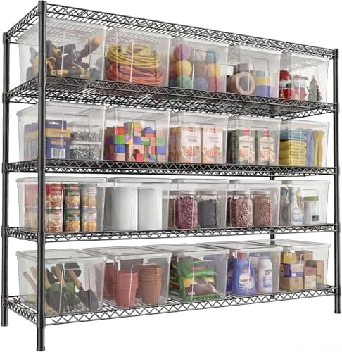 REIBII 3200LBS Storage Shelves 55.5" W Garage Shelving Heavy Duty 5 Tier Adjustable Wire Shelving…