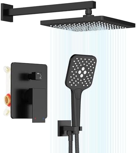 Gabrylly Shower System, 10 Inches Rain Shower Heads with Handheld Spray Combo, Wall Mounted Shower Faucets Sets Complete with…