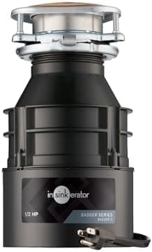 InSinkErator Badger 5 Garbage Disposal with Power Cord, Badger Series 1/2 HP Continuous Feed Food Waste…