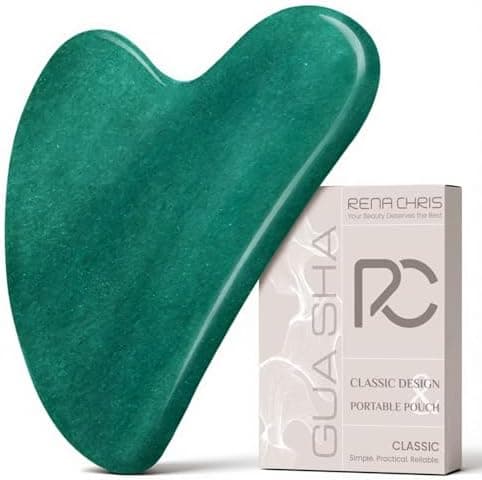Rena Chris Gua Sha Facial Tools: Jade Stone Guasha Tool for Face Acupuncture Therapy, Facial Massager for…