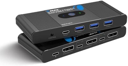 OREI 8K KVM Switch – DisplayPort Switch 2 in 1 Out, USB-C for 2 Computers, DisplayPort 1.4 KVM, KVM Switch 2 Computers 1 Monitor…