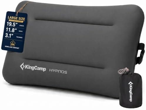 KingCamp Large Camping Pillow, Hybrid Inflatable Pillow with Soft Washable Foam Cover, Quiet Camp Pillow for Side Sleepers, Car…