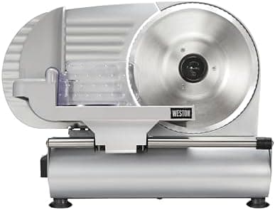 Weston Electric Meat Cutting Machine, Deli & Food Slicer, Adjustable Slice Thickness, Non-Slip Suction Feet, Removable 9”…