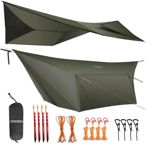 onewind 12×10 ft Hammock Tarp, Ultralight Tarp Silnylon Hammock Rain Fly Lightweight Waterproof Camping Tent…