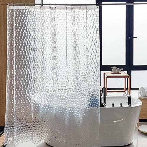 NTBAY EVA Clear Shower Curtain with Water Cube, Water-Repellent Liner with 3 Magnets for Bathroom, 72x72 Inches OEKO-TEX STANDARD…