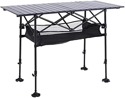 ALPHA CAMP Camping Table Outdoor Portable Adjustable Aluminum Table with Storage for Grill Travel Picnic…