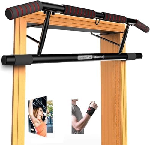 AmazeFan Pull Up Bar Doorway with Ergonomic Grip - Fitness Chin-Up Frame for Home Gym Exercise - Multi-Angle Grip - 2024 Upgrade…