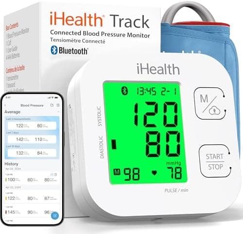 iHealth Track Smart Upper Arm Blood Pressure Monitor with Wide Range Cuff that fits Standard to Large Adult…