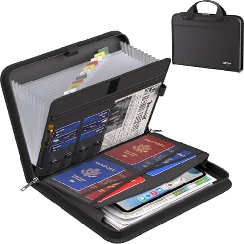 ENGPOW Accordion File Organizer, Fireproof Expanding File Folder with 13 Pockets Document Organizer with Handle & Labels…