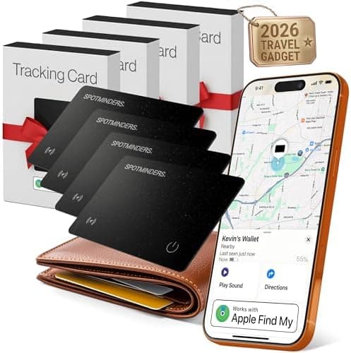 SPOTMINDERS Apple MFi Certified Wallet Tracking Card Black 4-Pack…