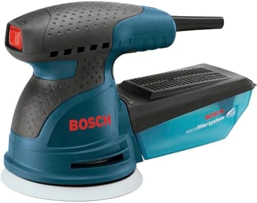 BOSCH ROS20VSC Palm Sander with Vacuum Dust Collector, 2.5 Amp 5 Inch Corded Variable Speed Random Orbital Sander, Polisher Kit…