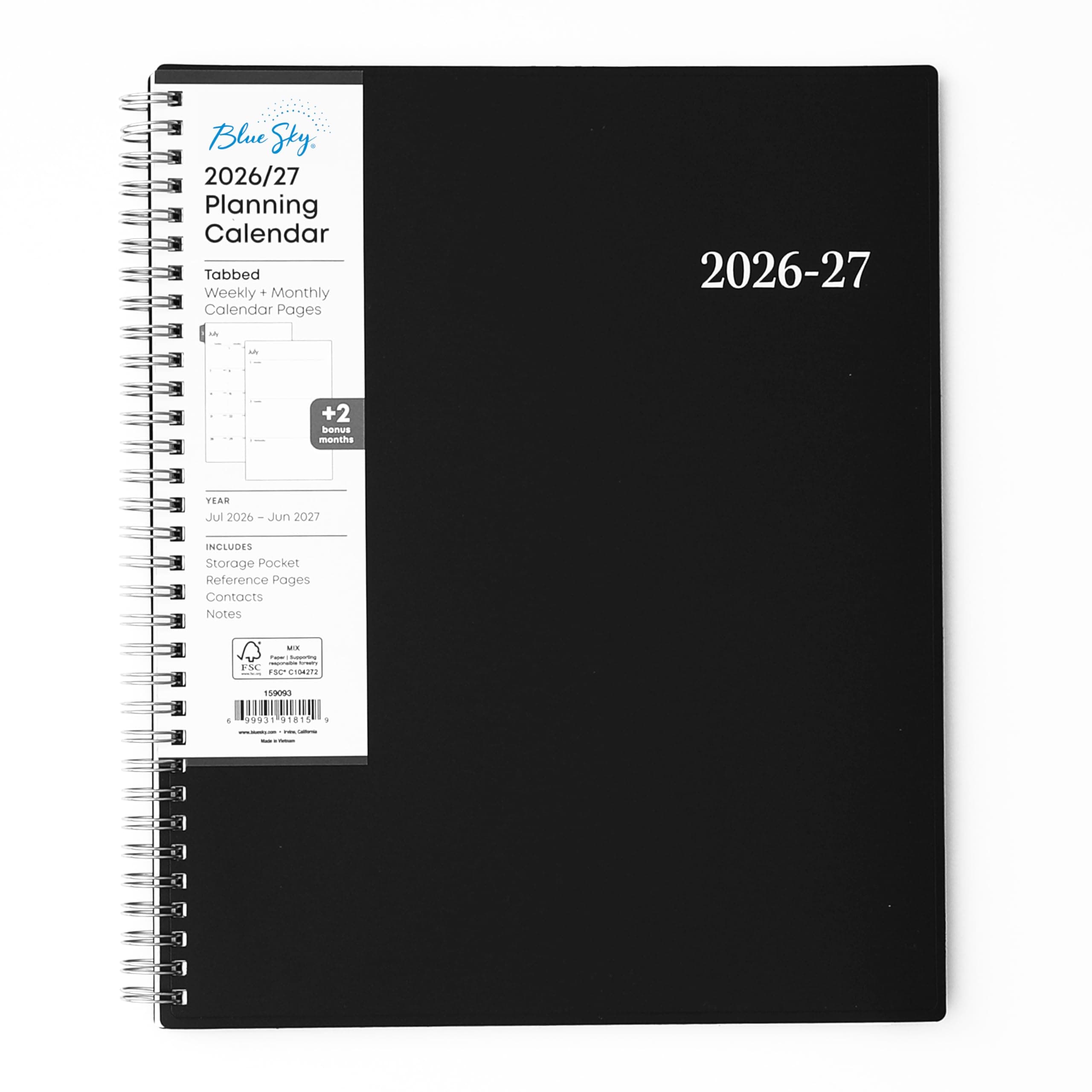 Blue Sky 2026-2027 Weekly and Monthly Academic Year Planner Calendar, July 2026 - June 2027, 8.5" x 11", Flexible Cover…