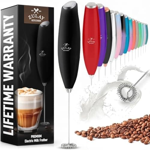 Zulay Kitchen Milk Frother Handheld Electric Whisk – Frother Wand, Durable Drink Mixer, Coffee Frother, Hand Blender, Frother for…