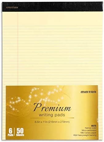 Mintra Office Canary Legal Pads - Premium Quality Heavyweight Paper With Micro-perforated sheets, Smooth-lined paper, Ideal for…