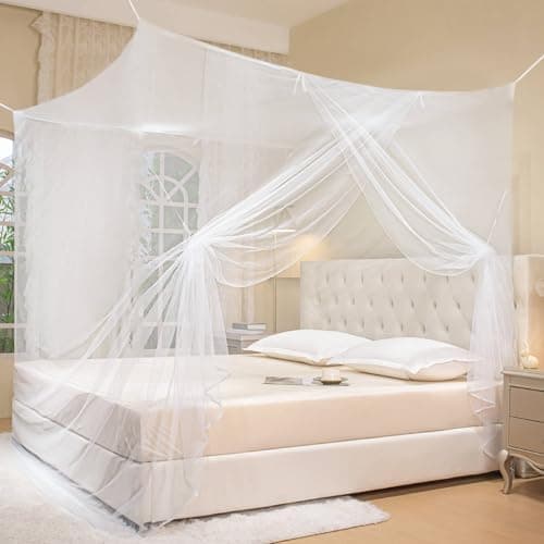 Mosquito Net for Bed Mosquiteros Cameros para Cuba One Side Opening White Bed Canopy Netting for Bedroom Camping Outdoor Travel…