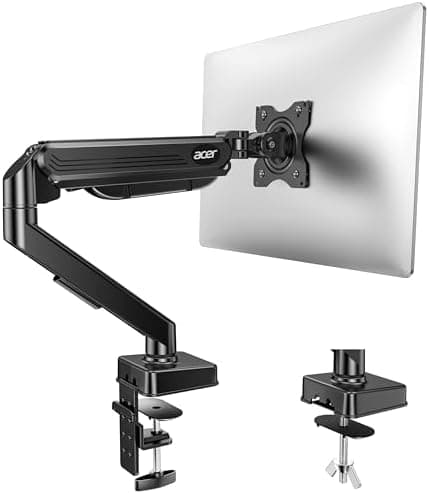 Acer Single Monitor Mount, Fully Adjustable Monitor Arm Fits 17 to 34 Inch Screens, Gas Spring VESA Mount with C-Clamp & Grommet…