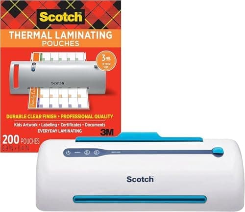 Scotch PRO Thermal Laminator and Pouch Bundle, 2 Roller System, Never Jam Technology Automatically Prevents Misfed Items (TL906)…
